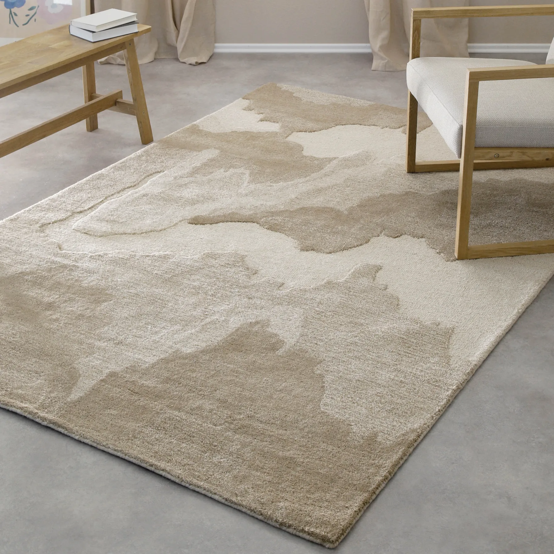 Kurzflorteppich Braun Multi aus Schurwolle "Carlo" WECONhome