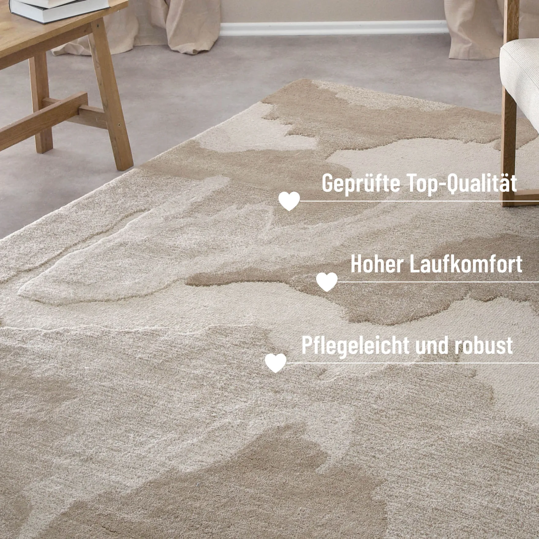 Kurzflorteppich Braun Multi aus Schurwolle "Carlo" WECONhome