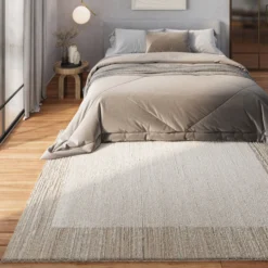 Kurzflor Teppich Creme Beige 