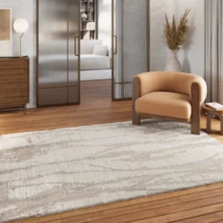Kurzflor Teppich Creme Beige 