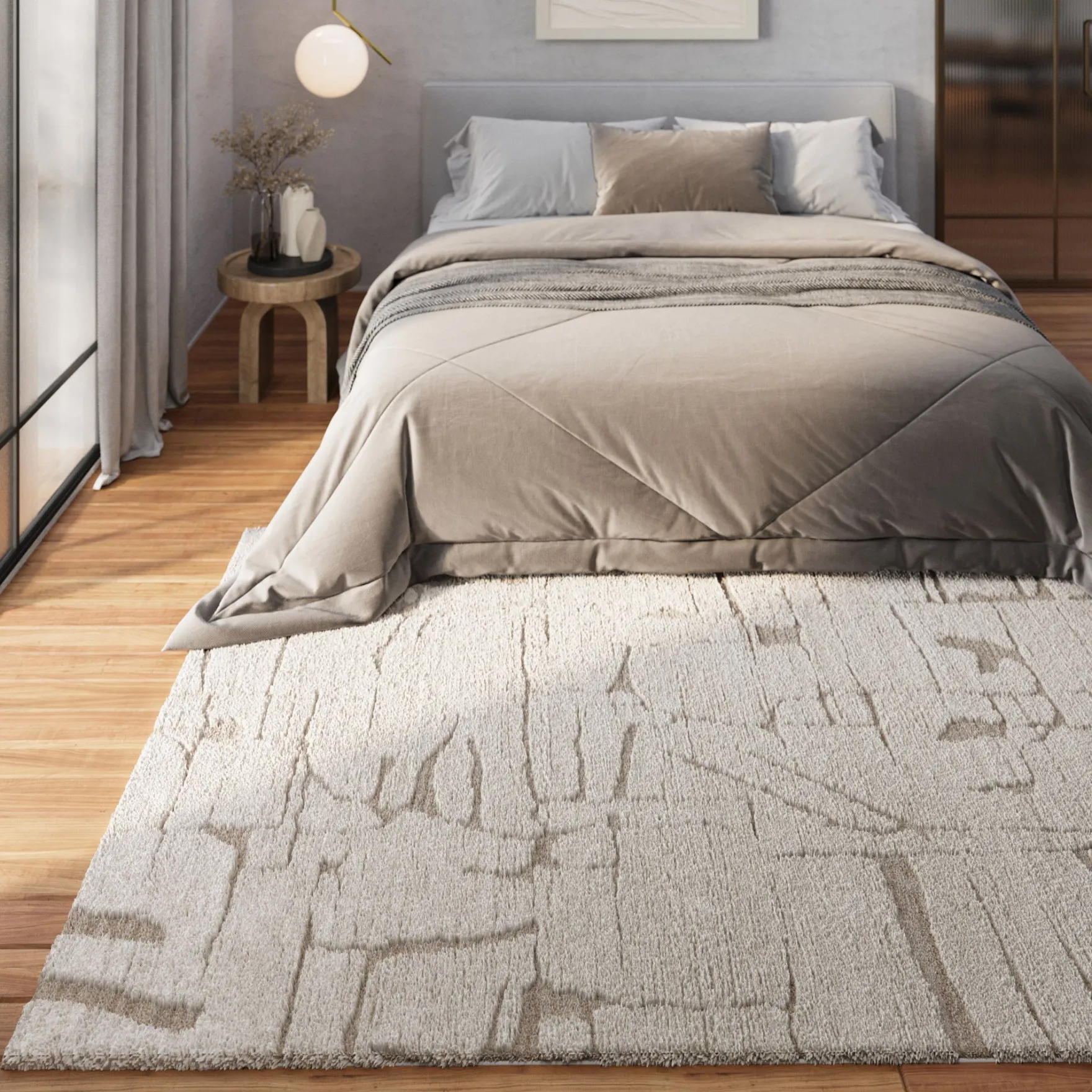 Kurzflor Teppich Creme Beige "Nils" WECONhome