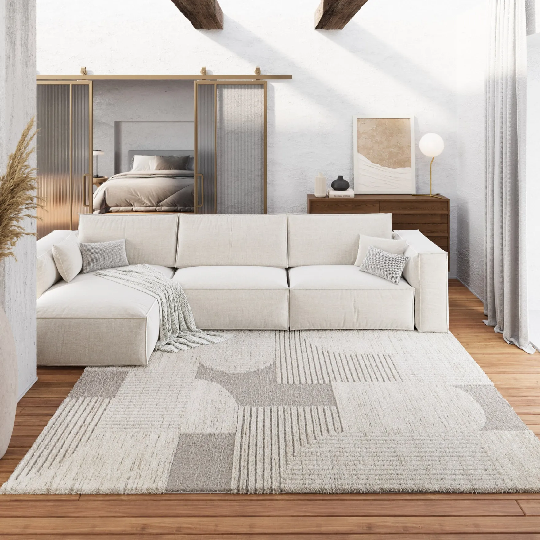 Kurzflor Teppich Creme Beige "Mats" WECONhome