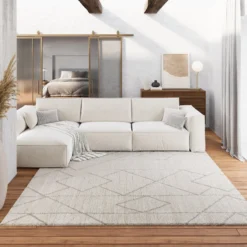 Kurzflor Teppich Creme Beige