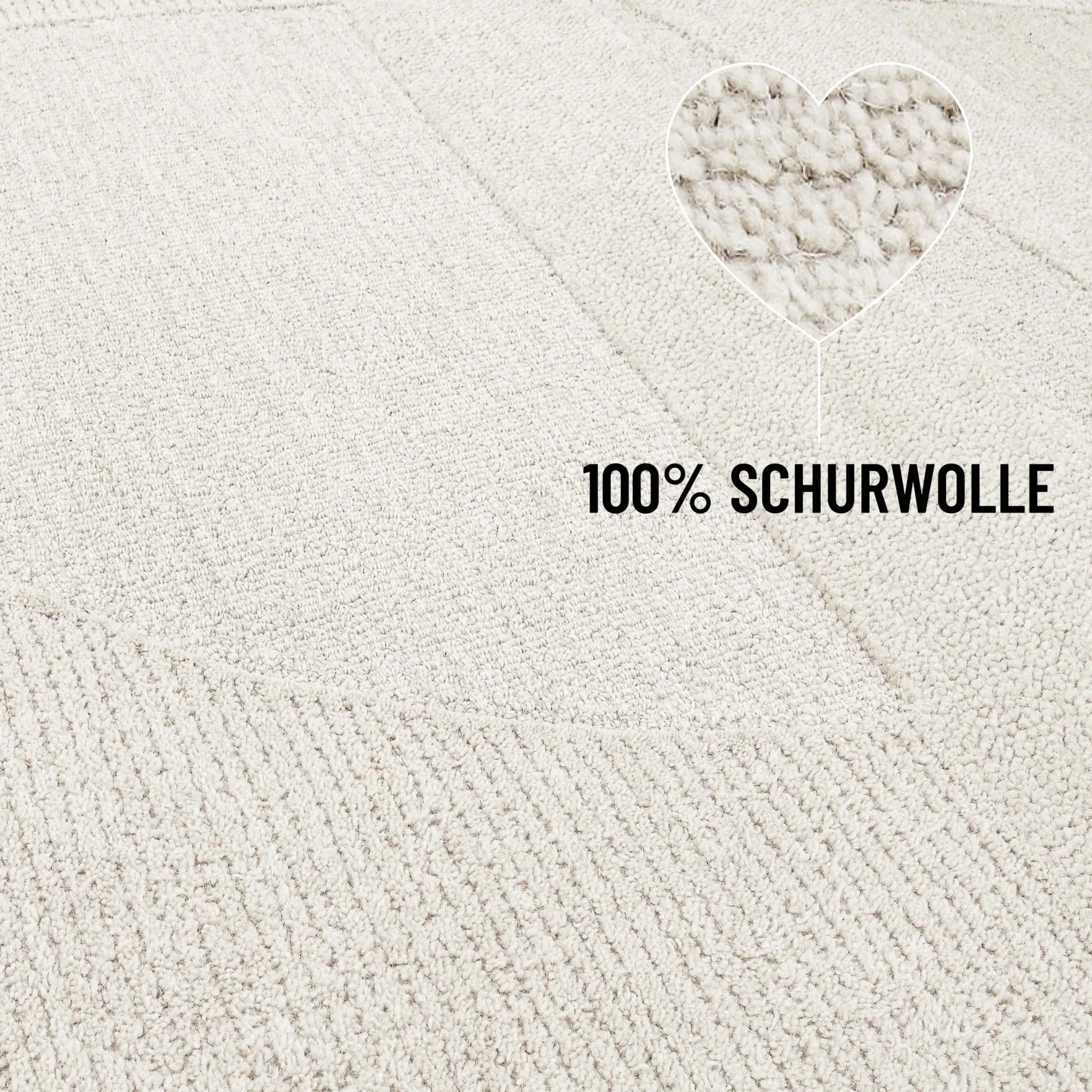Kurzflorteppich Creme Weiß aus Schurwolle "Dodo" WECONhome