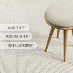 Kurzflorteppich Creme Weiß aus Schurwolle