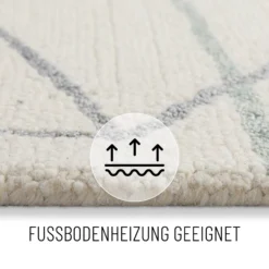 Kurzflorteppich Creme Weiß aus Schurwolle