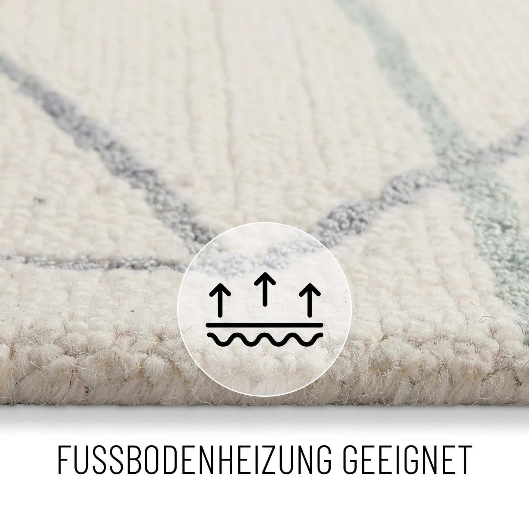 Kurzflorteppich Creme Weiß aus Schurwolle "Nox" WECONhome