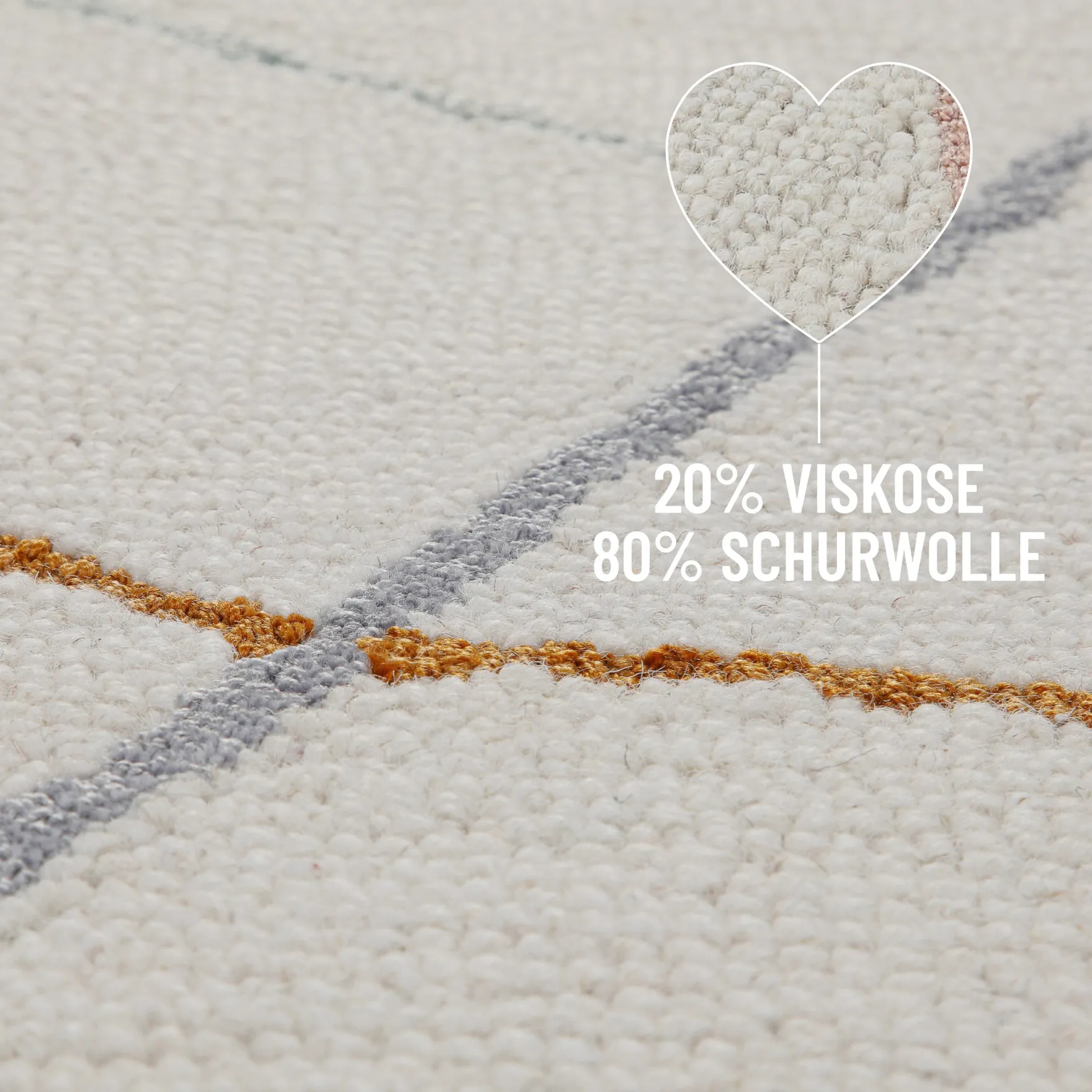 Kurzflorteppich Creme Weiß aus Schurwolle "Nox" WECONhome