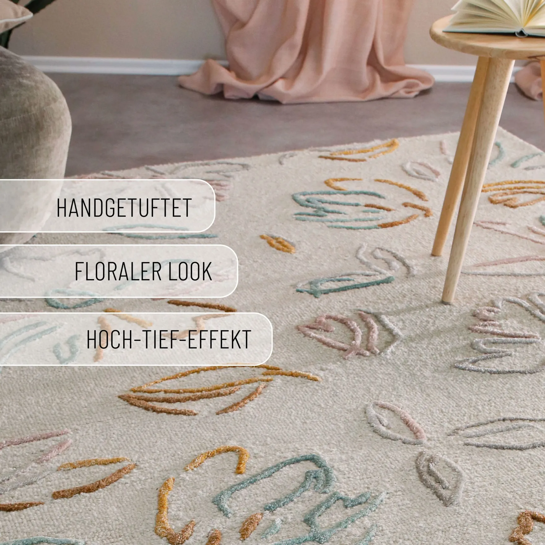 Kurzflorteppich Creme Weiß aus Schurwolle "Vee" WECONhome