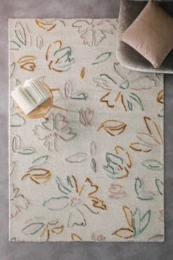 Kurzflorteppich Creme Weiß aus Schurwolle