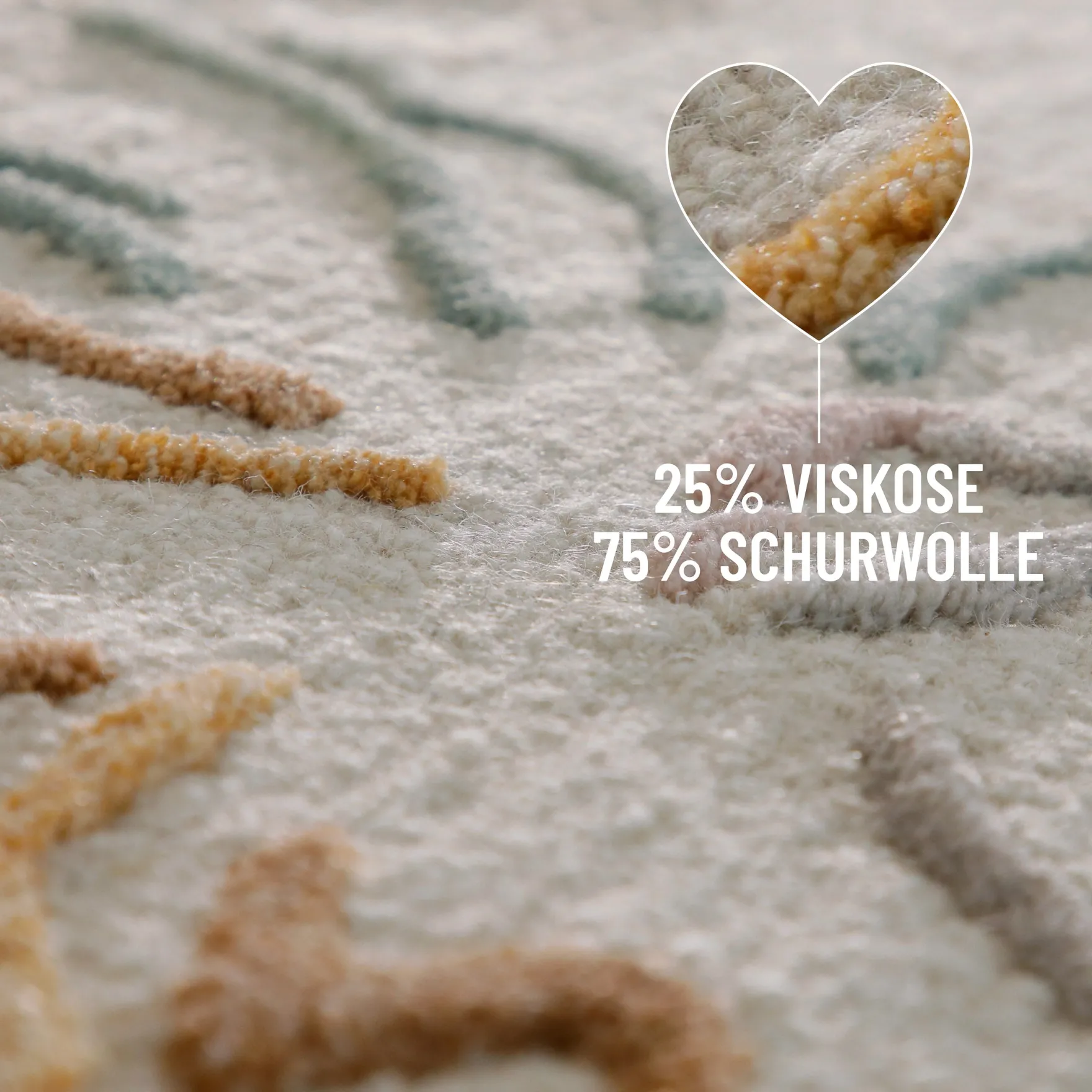 Kurzflorteppich Creme Weiß aus Schurwolle "Vee" WECONhome