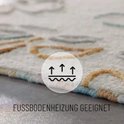 Kurzflorteppich Creme Weiß aus Schurwolle