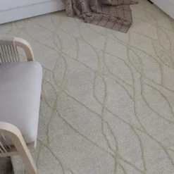 Kurzflor Teppich Creme Weiß aus Schurwolle 