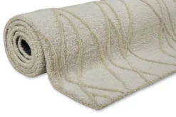 Kurzflor Teppich Creme Weiß aus Schurwolle 