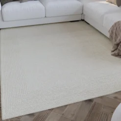Kurzflor Teppich Creme Weiß aus Schurwolle "Hamptons TWENTYONE" WECONhome