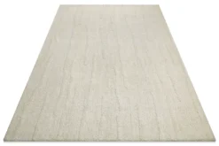 Kurzflor Teppich Creme Weiß aus Schurwolle 