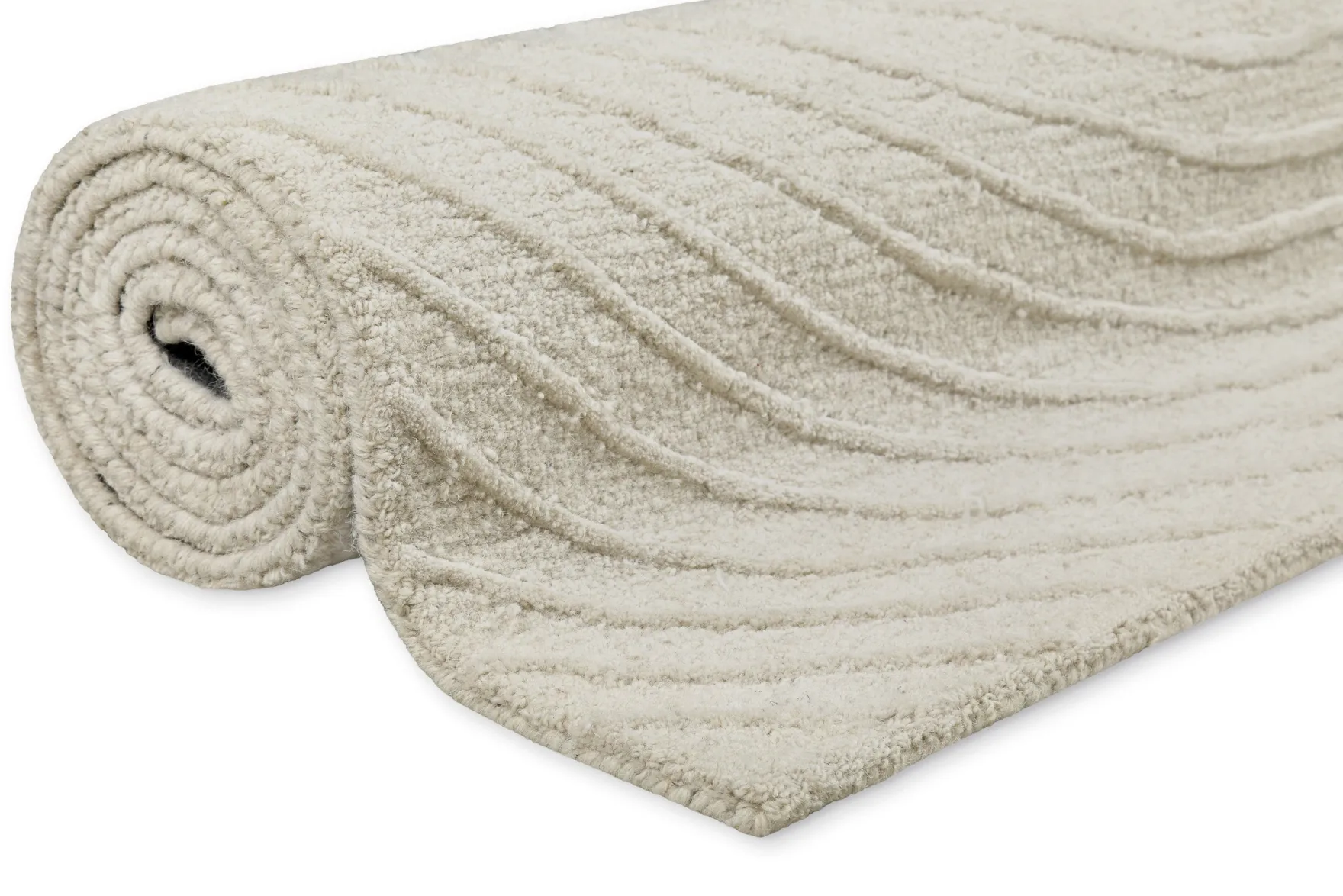 Kurzflor Teppich Creme Weiß aus Schurwolle "Hamptons NINETEEN" WECONhome