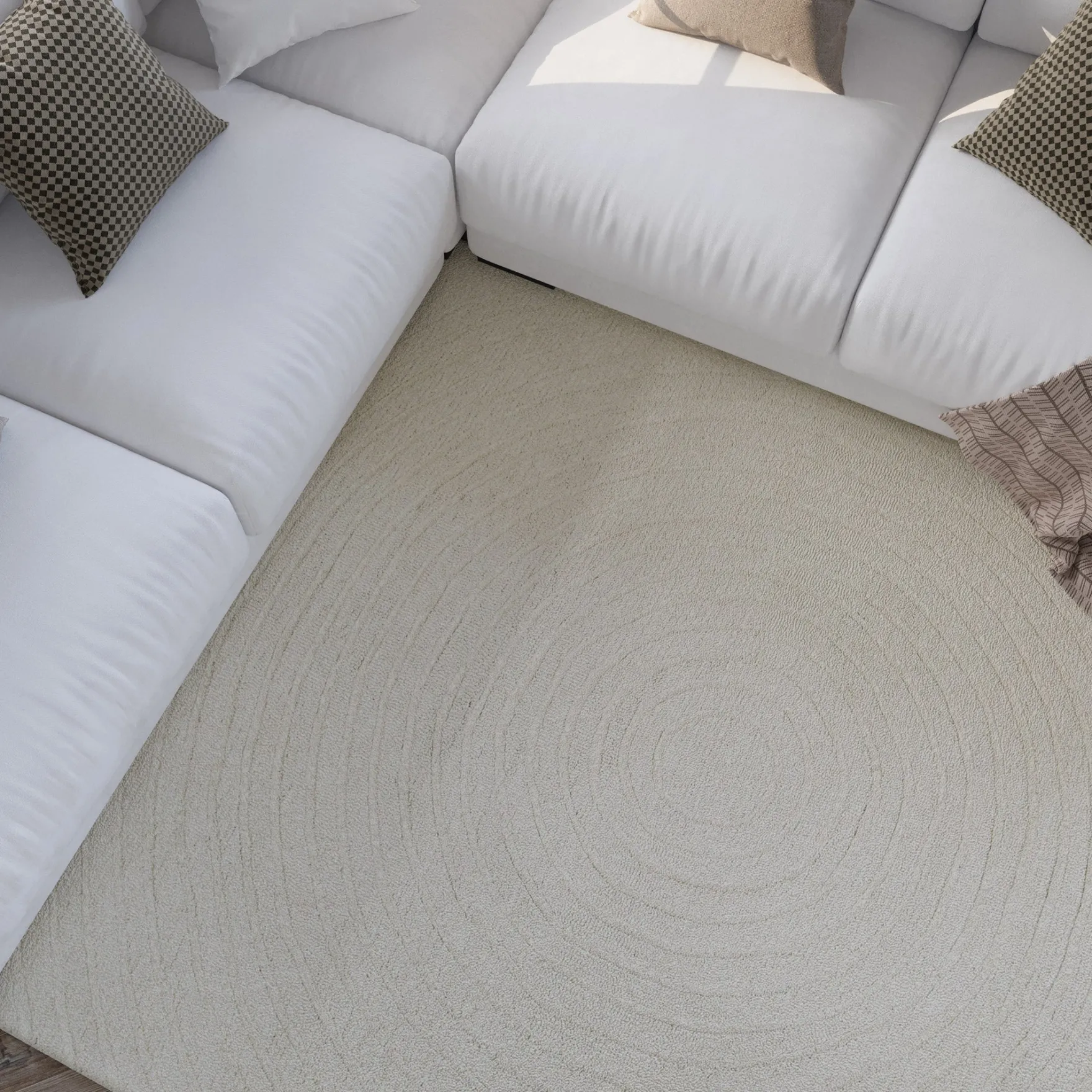 Kurzflor Teppich Creme Weiß aus Schurwolle "Hamptons NINETEEN" WECONhome