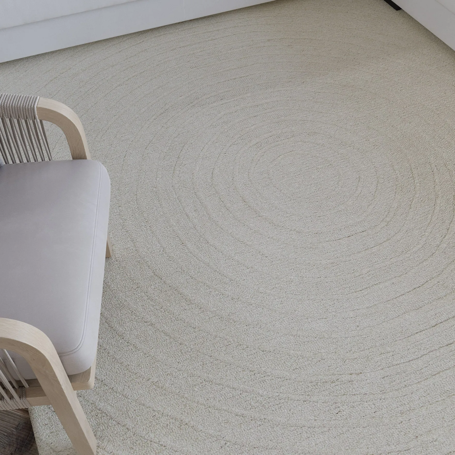 Kurzflor Teppich Creme Weiß aus Schurwolle "Hamptons NINETEEN" WECONhome