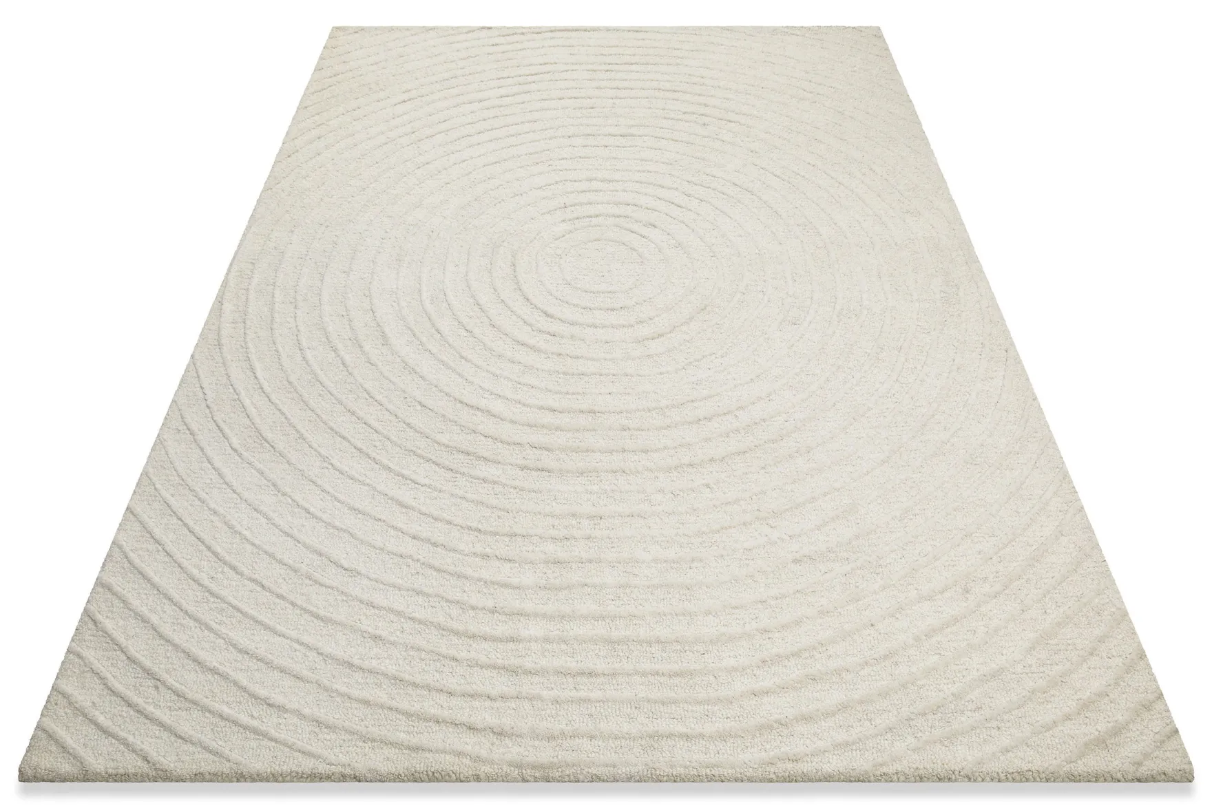 Kurzflor Teppich Creme Weiß aus Schurwolle "Hamptons NINETEEN" WECONhome