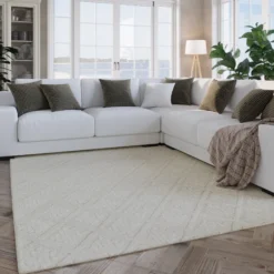 Kurzflor Teppich Creme Weiß aus Schurwolle "Hamptons SEVENTEEN" WECONhome