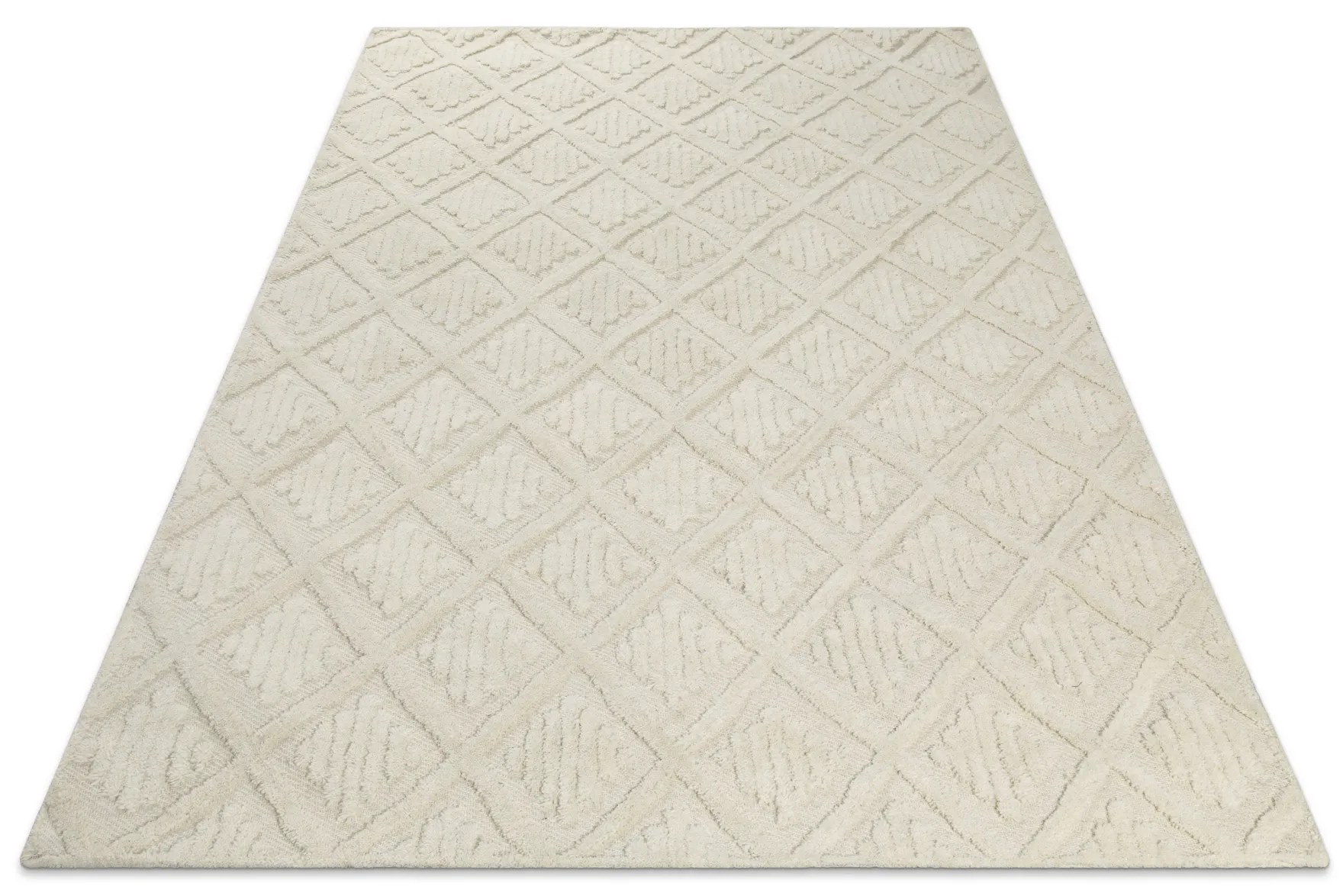 Kurzflor Teppich Creme Weiß aus Schurwolle "Hamptons SEVENTEEN" WECONhome