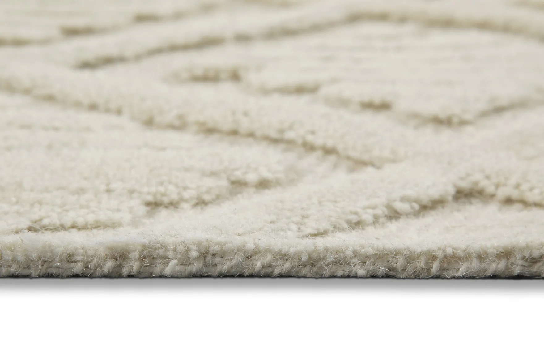 Kurzflor Teppich Creme Weiß aus Schurwolle "Hamptons SEVENTEEN" WECONhome