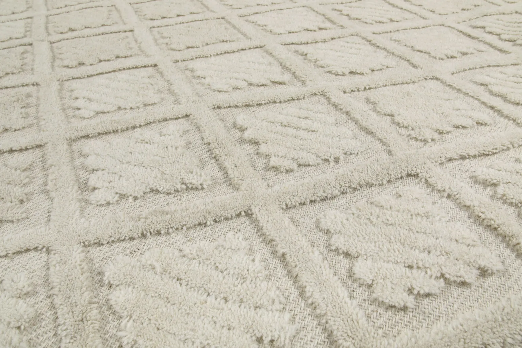 Kurzflor Teppich Creme Weiß aus Schurwolle "Hamptons SEVENTEEN" WECONhome