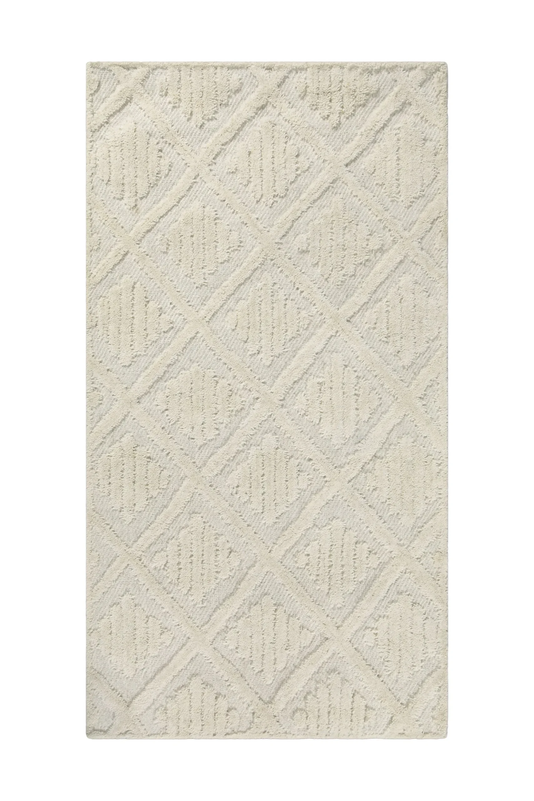 Kurzflor Teppich Creme Weiß aus Schurwolle "Hamptons SEVENTEEN" WECONhome
