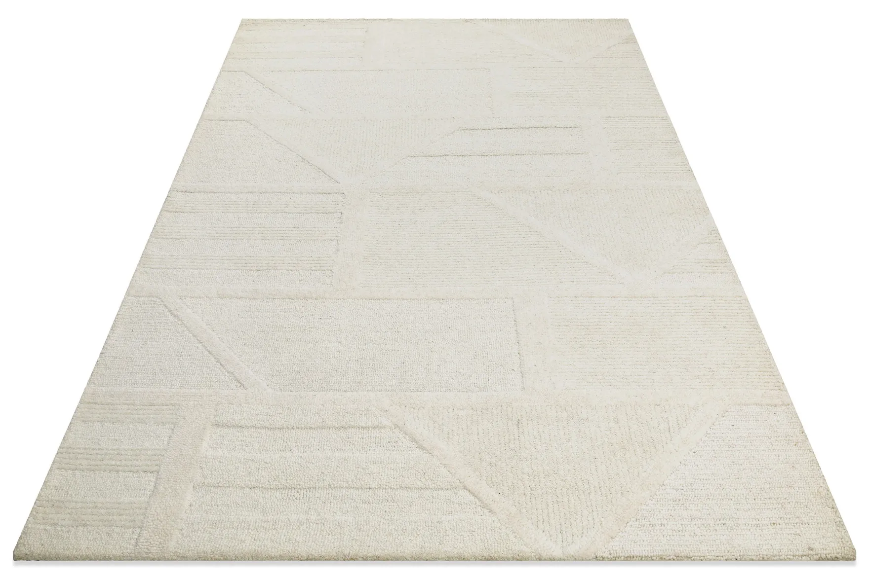 Kurzflor Teppich Creme Weiß aus Schurwolle "Hamptons FIFTEEN" WECONhome