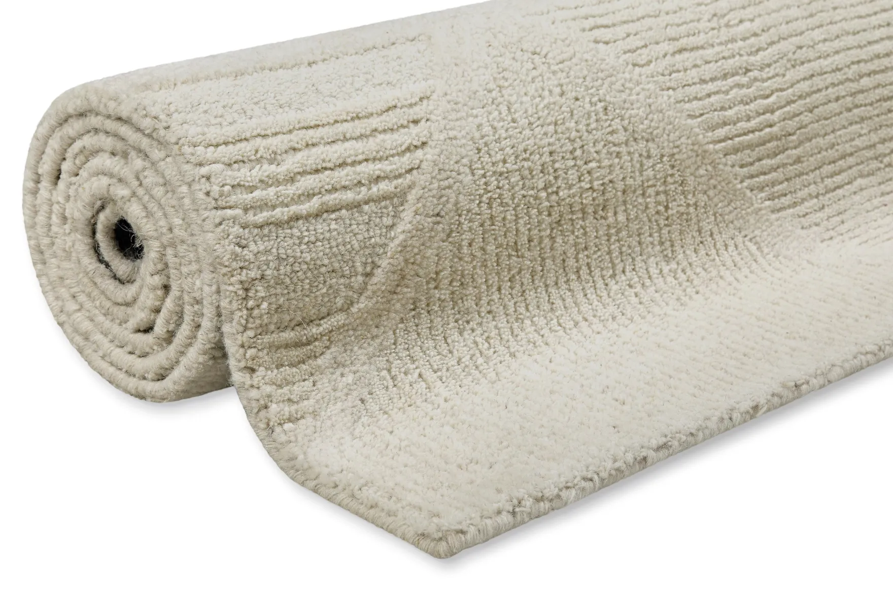 Kurzflor Teppich Creme Weiß aus Schurwolle "Hamptons FIFTEEN" WECONhome