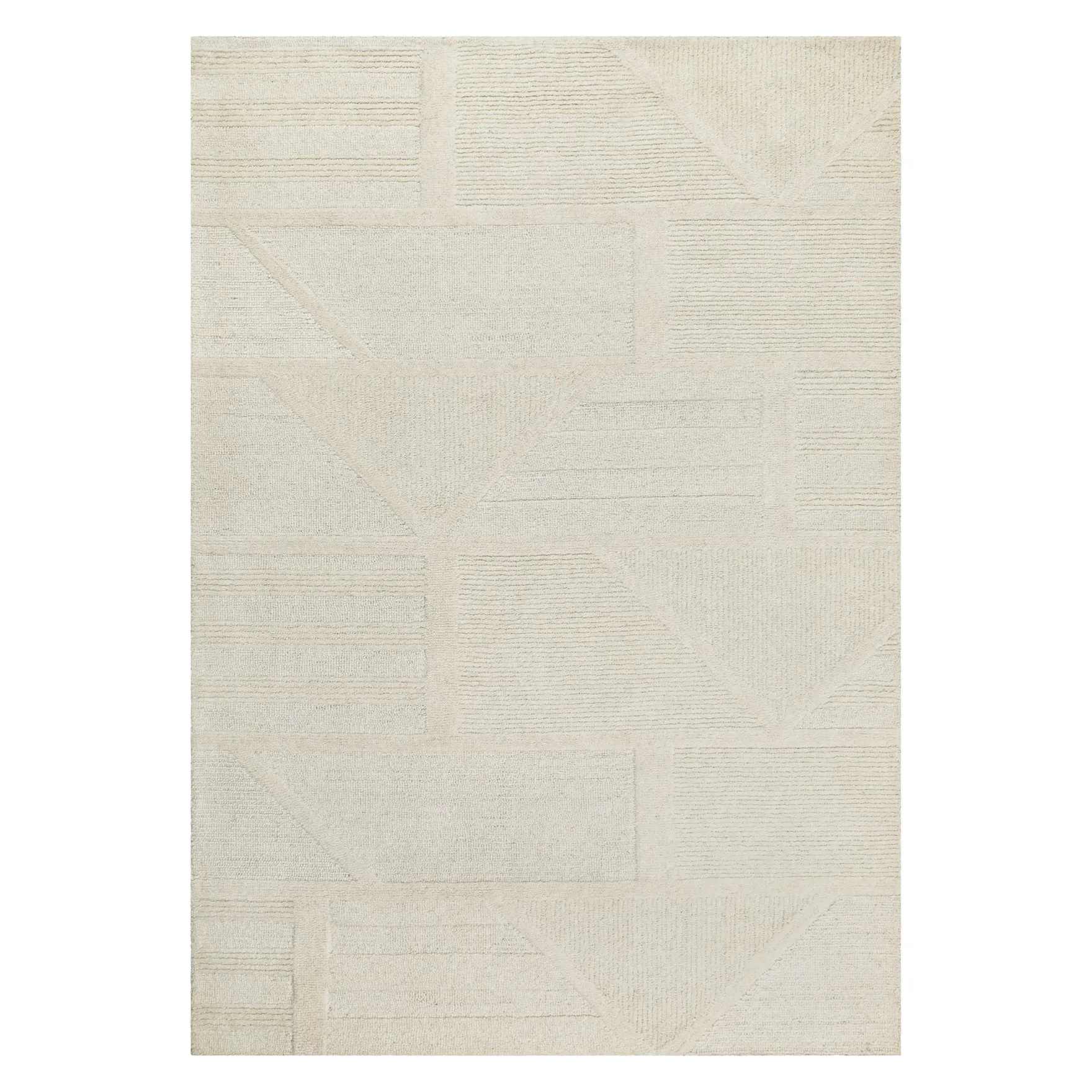 Kurzflor Teppich Creme Weiß aus Schurwolle "Hamptons FIFTEEN" WECONhome