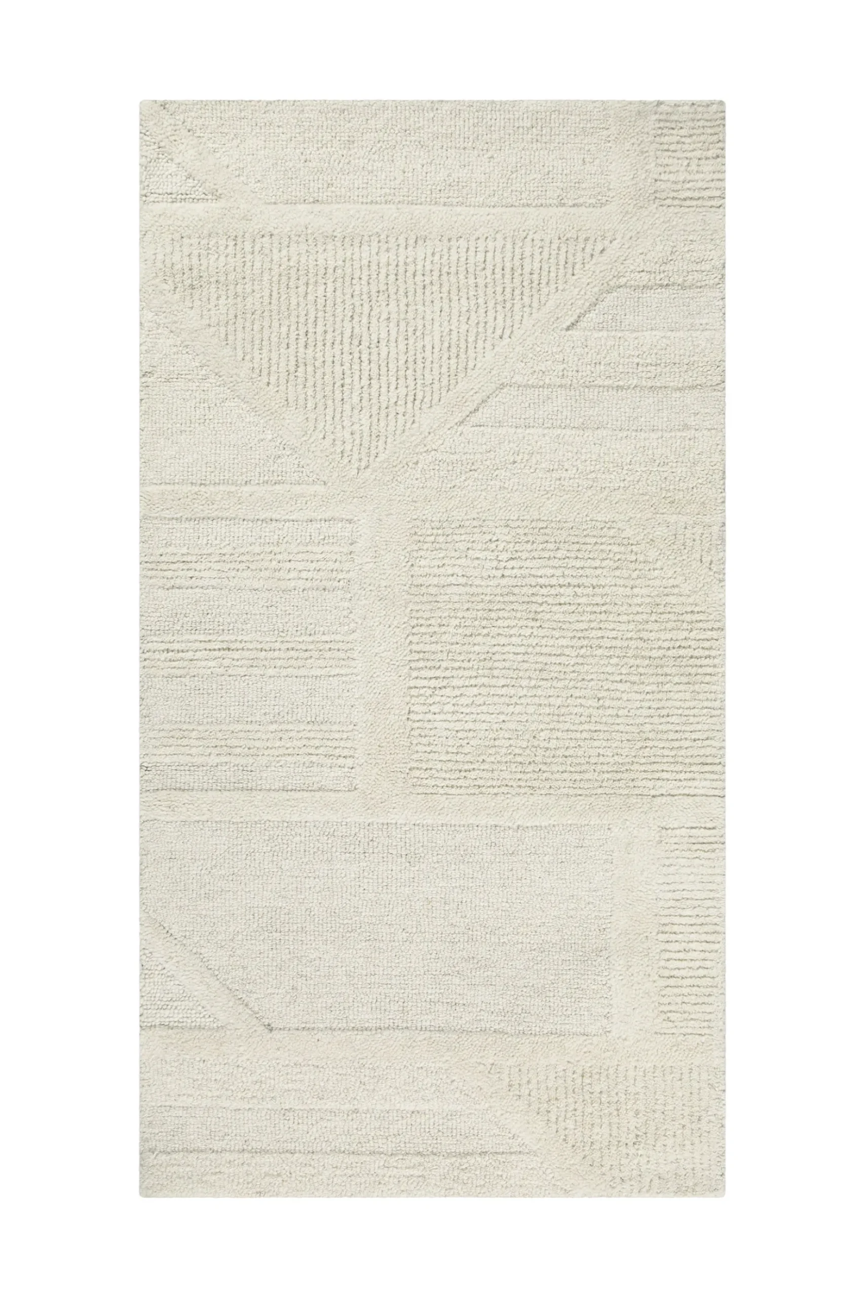 Kurzflor Teppich Creme Weiß aus Schurwolle "Hamptons FIFTEEN" WECONhome
