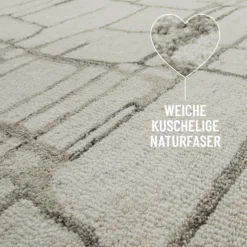 Kurzflor Teppich Creme Weiß aus Schurwolle "Hamptons TWELVE" WECONhome