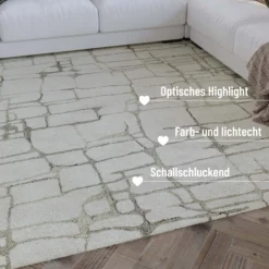 Kurzflor Teppich Creme Weiß aus Schurwolle 