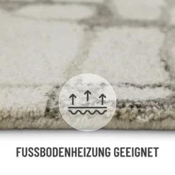 Kurzflor Teppich Creme Weiß aus Schurwolle 