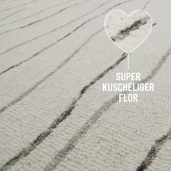 Kurzflor Teppich Creme Weiß aus Schurwolle 