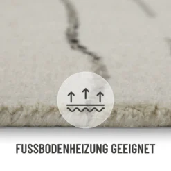 Kurzflor Teppich Creme Weiß aus Schurwolle 
