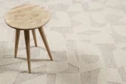 Kurzflorteppich Creme Weiß aus Schurwolle 