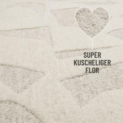 Kurzflorteppich Creme Weiß aus Schurwolle 