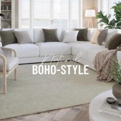 Kurzflor Teppich Creme Weiß 