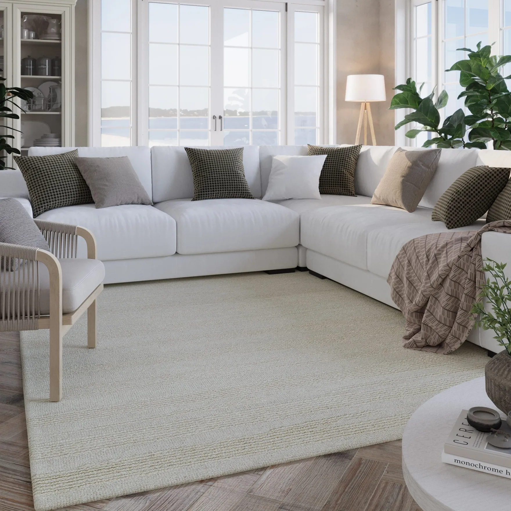 Kurzflor Teppich Creme Weiß "Hamptons TWENTYSEVEN" WECONhome