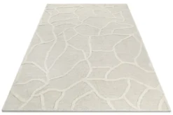 Kurzflor Teppich Creme Weiß
