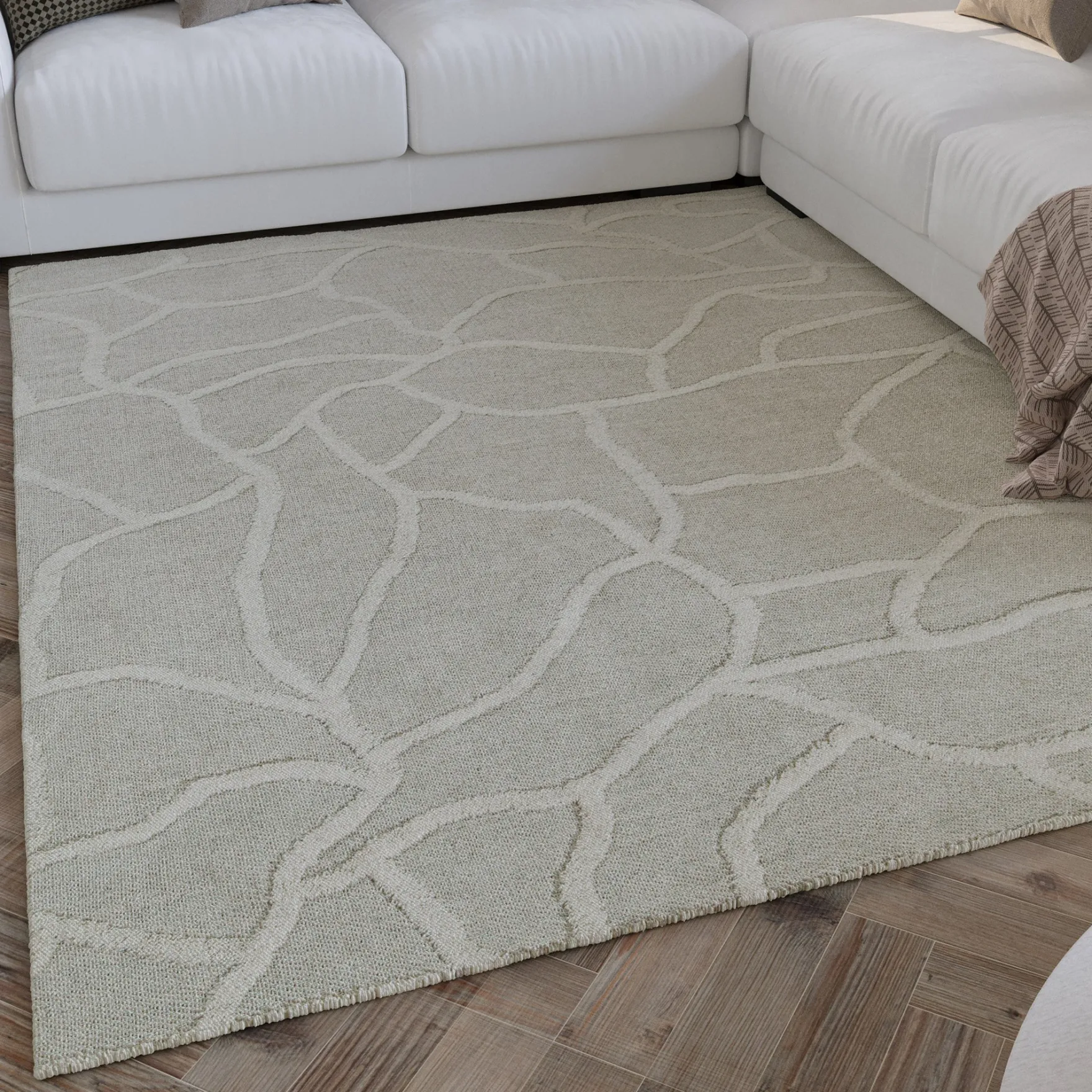 Kurzflor Teppich Creme Weiß "Hamptons TWENTYSIX" WECONhome