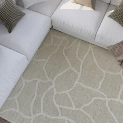 Kurzflor Teppich Creme Weiß