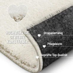 Kurzflorteppich Creme Weiß