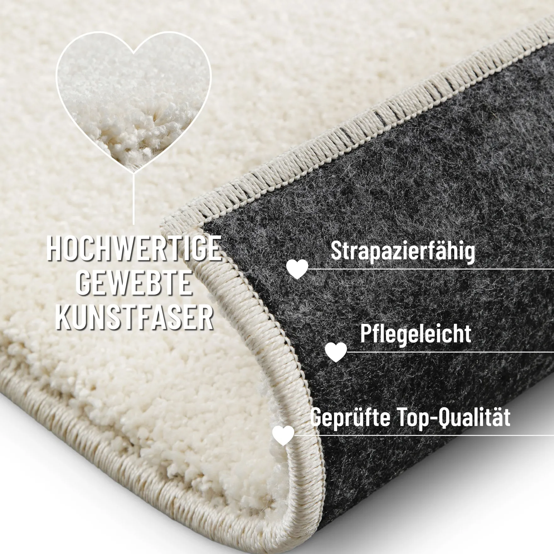 Kurzflorteppich Creme Weiß "Nova" WECONhome Basics