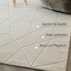Kurzflorteppich Creme Weiß 