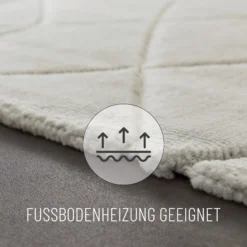 Kurzflorteppich Creme Weiß 