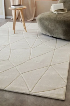 Kurzflorteppich Creme Weiß 